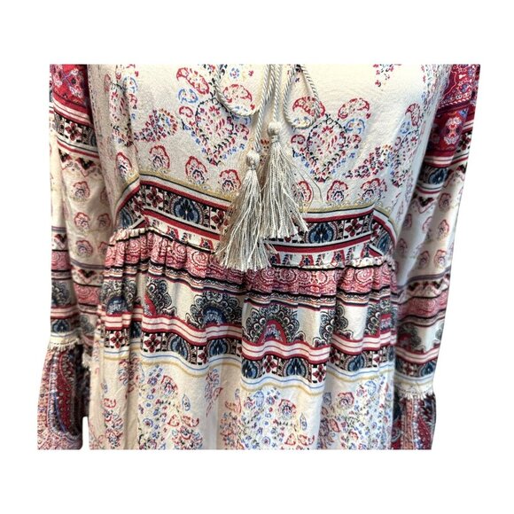 One World Dress Paisley/Floral Print Hi-Low Hem Bell Cuff Boho‎ Romantic Size S - Picture 10 of 16